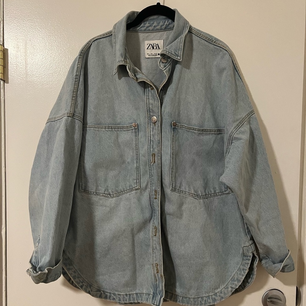 Zara Oversized Jean Shirt Jacket